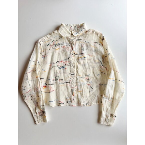 NWT BANANA REPUBLIC Desert Ramie Cropped Button Down Skimmer Shirt, Size XS - Picture 4 of 16